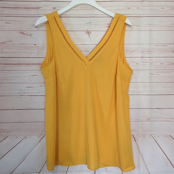 Torrid Golden Yellow Eyelet Georgette Tank - Picture 2 of 10